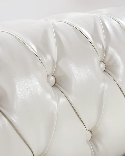 3-Seaters Living Room Clasic Chesterfield Sofa Couch Button Tufted PU Leather Upholstered Sofa&Couch with Luxury Roller Armrest Soild Wood Legs Movable Cushions & Nailhead Decor - LeafyLoom