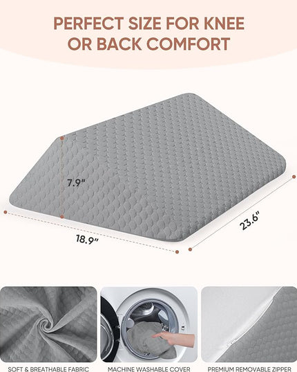 Forias Knee Wedge Pillow for Legs 8" Pure Memory Foam Bed Wedge Pillow for Sleeping After Surgery Triangle Pillow Wedge for Knee Support Leg Elevation Sciatica Knee Hip Back Pain Relief - Gray - LeafyLoom
