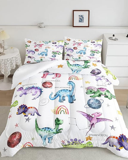 CVHOUSE Dinosaur Bedding Set,Dinosaur Comforter,Dinosaur Comforter Set King,Microfiber Quilt Set with 1 Comforter and 2 Pillow Cases- 3 Piece - LeafyLoom