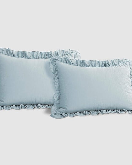 Lush Decor Reyna Ruffle Comforter Set - 3 Piece Cozy Ruffled Bedding Set - Timeless Elegance and Comfort for Dorm Room - Full/ Queen, Lake Blue - LeafyLoom