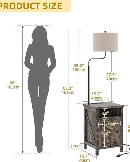 DWVO Floor Lamp with Table, Side Table Lamp with Outlets and USB Ports, 3-Color Temperature Table Lamps for Living Room, Bedroom, Modern Floor Lamp with Shelves,Dark Grey - LeafyLoom