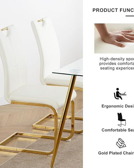 NicBex Haerin-SD-00372-LWJ Dining Chairs, 16.5"x17.9"x38.2", White and Gold - LeafyLoom
