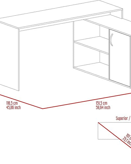 NicBex Kimberly-DW-00043-LWJ Home Office Desks, 45.86"x59.64"x30.11", Light Gray - LeafyLoom