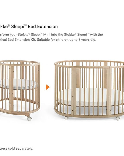 Stokke Sleepi Bed Extension, Natural - Convert Stokke Sleepi Mini Crib Into Stokke Sleepi Bed - Suitable for Children Up to 3 Years - Mattress Sold Separately - Extends Bed to 50 Inches - LeafyLoom