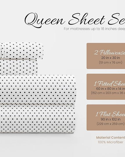 Linen Market 4 Piece Queen Bedding Sheet Set (Gray Stippled) - Sleep Better Than Ever with These Ultra-Soft & Cooling Bed Sheets for Your Queen Size Bed - Deep Pocket Fits 16" Mattress - LeafyLoom