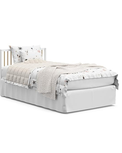 Graco Teddi 4-in-1 Convertible Mini Crib with Bonus Water-Resistant Mattress (White with Driftwood) – GREENGUARD Gold Certified, 2.75-Inch Mattress Included, Convenient Size, Easy 30-Minute Assembly - LeafyLoom