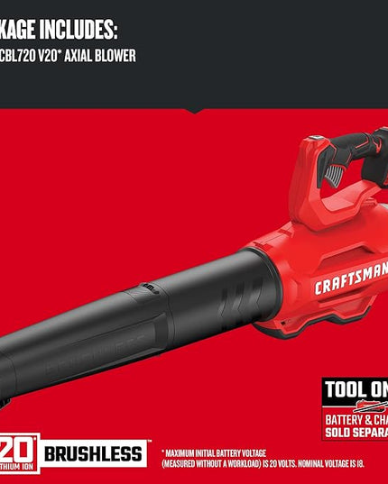 CRAFTSMAN CMCBL720B V20* Cordless Axial Leaf Blower, Brushless (Tool Only) Red - LeafyLoom