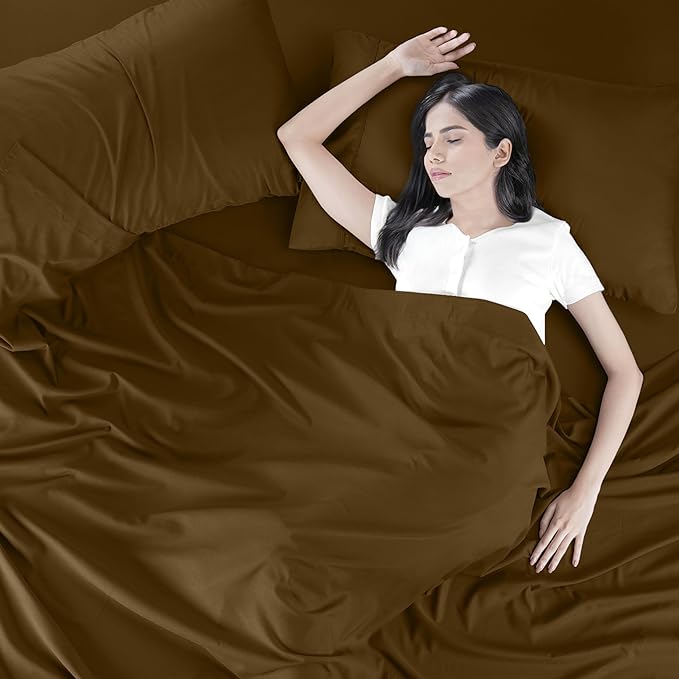 Utopia Bedding Queen Bed Sheets Set - 4 Piece Bedding - Brushed Microfiber - Shrinkage and Fade Resistant - Easy Care (Queen, Mocha) - LeafyLoom