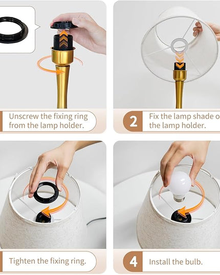 Touch Table Lamp for Bedroom, 3-Way Dimmable Gold Bedside Lamps for Nightstand with Fabric Shade, Desk Lamp for Kids Reading, Home Office - LeafyLoom