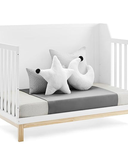 GAP babyGap Oxford 6-in-1 Convertible Crib - Greenguard Gold Certified, Bianca White/Natural - LeafyLoom