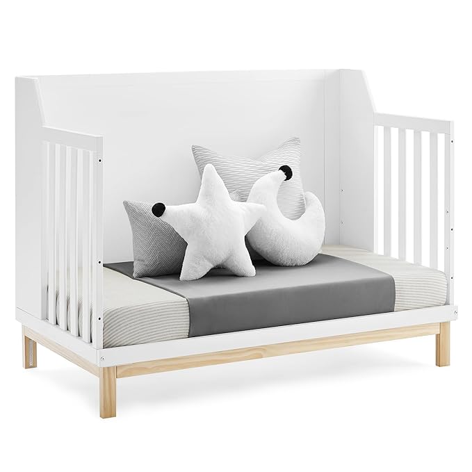 GAP babyGap Oxford 6-in-1 Convertible Crib - Greenguard Gold Certified, Bianca White/Natural - LeafyLoom