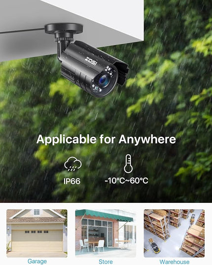 ZOSI 1080P CCTV Camera Outdoor Indoor Hybrid 4 in 1 HD TVI/CVI/AHD/CVBS Home Security Cameras System,Night Vision,Waterproof Metal Housing Bullet Cam For 960H,720P,1080P,5MP,4K analog Surveillance DVR ZOSI
