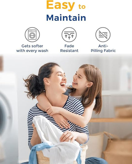 THREAD SPREAD Luxury Egyptian Cotton Queen Stripe Sheet Set, 600 Thread Count Extra Long Staple 4 PC Set, Queen Damask Sheets, Soft, Cooling Sateen Weave Sheets Upto 18" Deep Pocket - Navy Blue - LeafyLoom