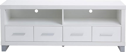 Rockpoint Cosmopolitan 60-Inch TV Stand Media Console with Metal Legs, Snow White - LeafyLoom