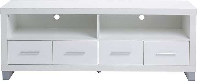 Rockpoint Cosmopolitan 60-Inch TV Stand Media Console with Metal Legs, Snow White - LeafyLoom