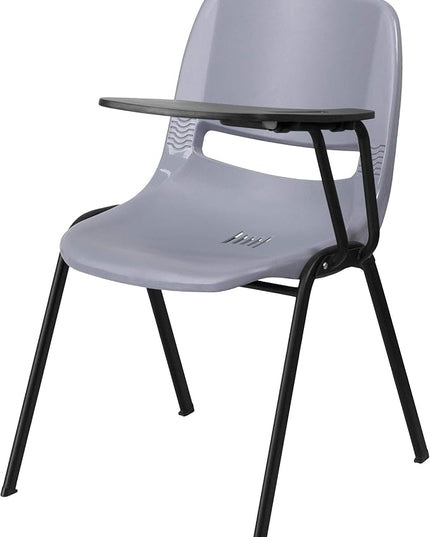 Flash Furniture Burgundy Ergonomic Shell Chair with Left Handed Flip-Up Tablet Arm - LeafyLoom