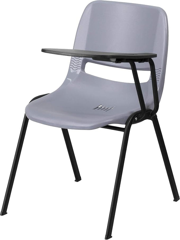 Flash Furniture Burgundy Ergonomic Shell Chair with Left Handed Flip-Up Tablet Arm - LeafyLoom