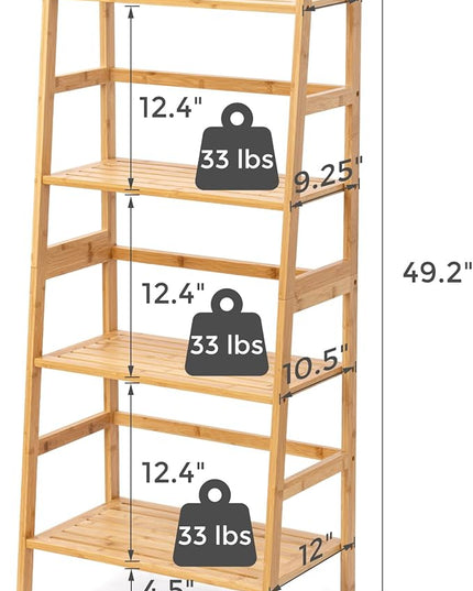4-Tier Bamboo Ladder Shelf - LeafyLoom