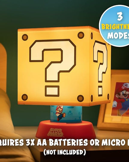 Paladone Super Mario Icon Lamp with 3 Brightness Settings and Auto Shut Off, Nintendo Game Merchandise and Themed Bedside Decor for Kids - LeafyLoom