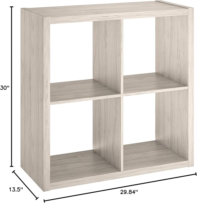 ClosetMaid 4550 Decorative Open Back 4-Cube Storage Organizer, Bleached Walnut - LeafyLoom