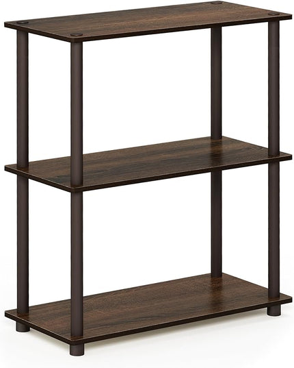 Furinno Turn-N-Tube 3-Tier Compact Multipurpose Shelf Display Rack, Walnut/Brown - LeafyLoom