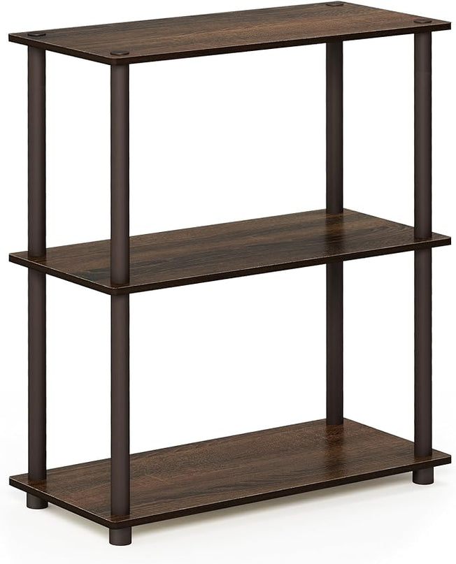 Furinno Turn-N-Tube 3-Tier Compact Multipurpose Shelf Display Rack, Walnut/Brown - LeafyLoom