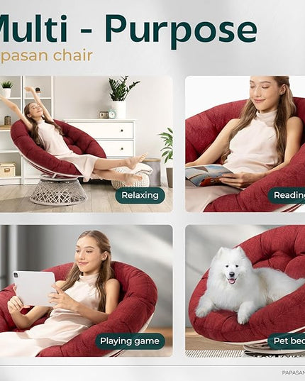 Bme Papasan Chair, Cherry Sangria - White Base - LeafyLoom