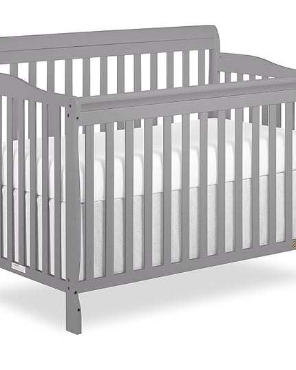 Dream On Me Ashton 4-In-1 Convertible Crib In Storm Grey, Greenguard Gold, JPMA Certified, Non-Toxic Finishes, Features 4 Mattress Height Settings, Made Of Solid Pinewood - LeafyLoom