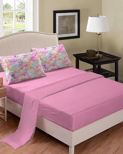 Pink Comforter Set for Girls, Bed in A Bag Twin Size, Purple Pink Tie Dye Pastel Comforter Set with Fitted Sheet and Flat Sheet - LeafyLoom