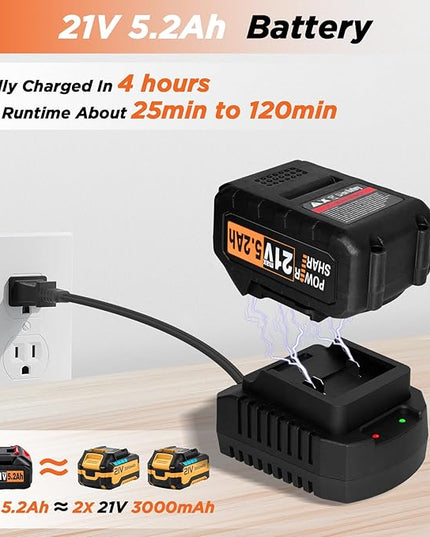 Cordless Leaf Blower, 6 Speed Modes, 150 mph Max Wind Speed, 500 cfm, Digital Display Leaf Blower Cordless with 21V 5.2Ah Battery and Charger for Lawn Care & Garden Maintenance - LeafyLoom