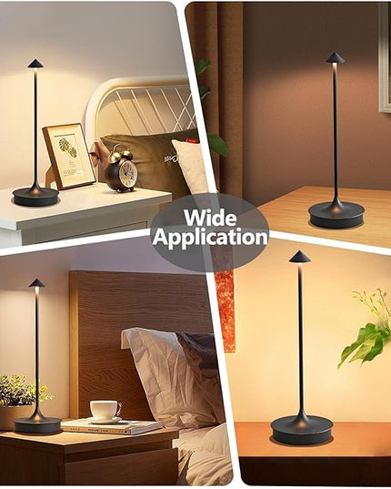 Cordless Table Lamps Rechargeable, LED Desk Lamp 4000mAh Battery Operated Outdoor Waterproof Portable Touch Dimmable Table Light for Patio/Restaurant/Bar/Indoor (Black-2PC) - LeafyLoom