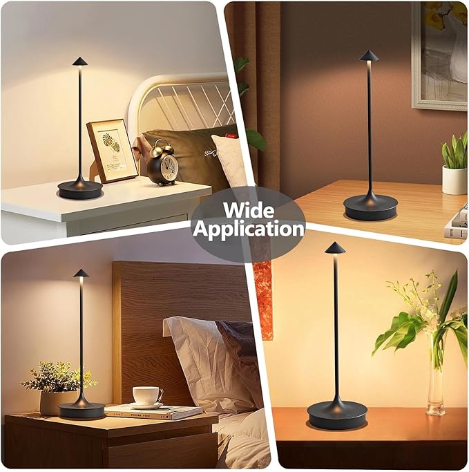 Cordless Table Lamps Rechargeable, LED Desk Lamp 4000mAh Battery Operated Outdoor Waterproof Portable Touch Dimmable Table Light for Patio/Restaurant/Bar/Indoor (Black-2PC) - LeafyLoom