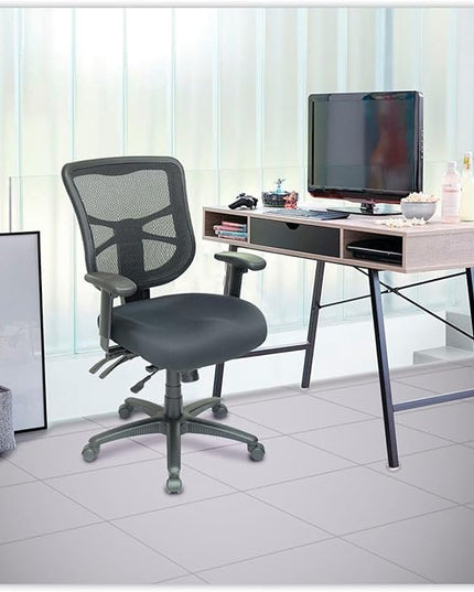 Alera ALEEL42ME10B Elusion Series Mesh Mid-Back Multifunction Chair - Black - LeafyLoom