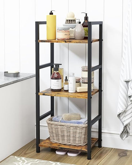 Bookshelf Storage Shelf Bookcase, 3 Tier Industrial Bookcase,Small Book case for Living Room, Bedroom, and Home Office, Easy Assembly Free Combination Multi-Functional Organizer(3 Tier,Rustic Brown) - LeafyLoom