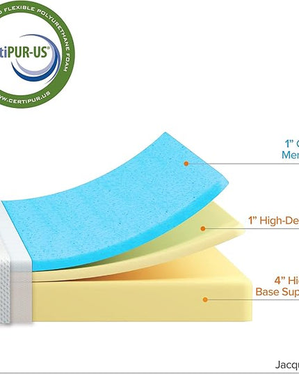 ZINUS 6 Inch Green Tea Cooling Gel Memory Foam Mattress and Super Heavy Duty SmartBase Metal Mattress Foundation Set / Bed and Mattress Set / No Box Spring Needed / Mattress in a Box, Twin - LeafyLoom