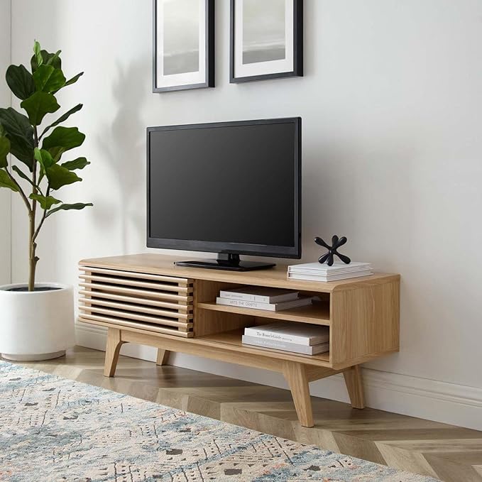 Modway Render Mid-Century Modern Low Profile 48 Inch TV Stand in Oak, 48" - LeafyLoom