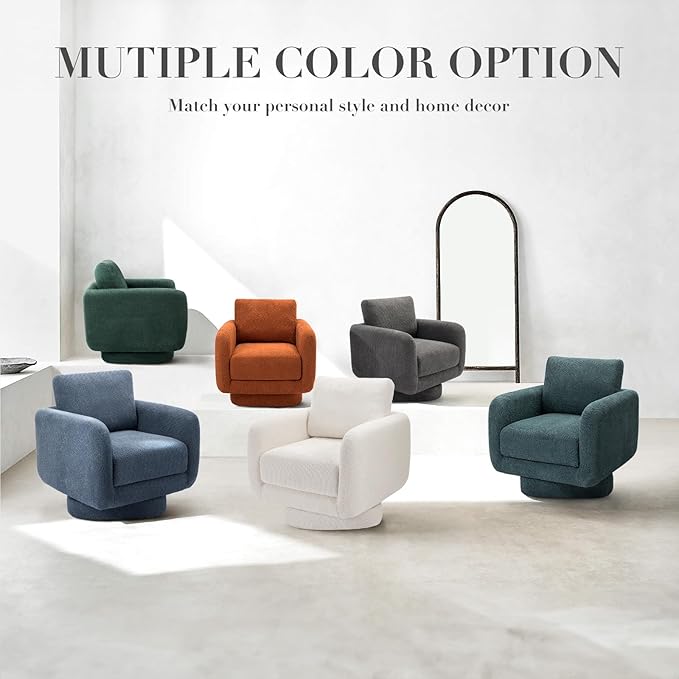 COLAMY Swivel Accent Chairs for Living Room, 32Inches Wide Upholstered Armchair with Plush Back Pillow, Modern Sofa Corner Barrel Chair for Nursery/Living Room/Bedroom-Grey - LeafyLoom