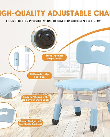 kids chair adjustable height Children chairs suitable for Children age 2-8 with foot covers for home classroom kindergarten and children's venues two-pack - LeafyLoom