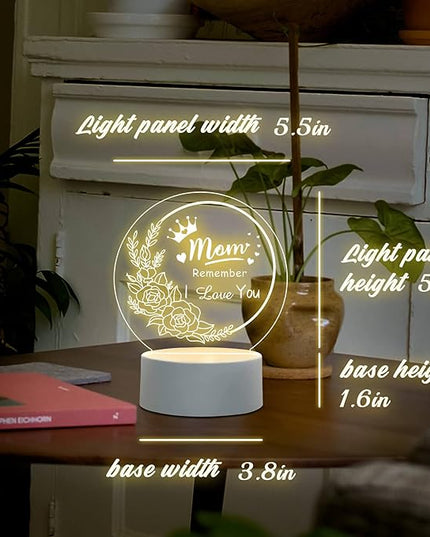 Mothers Day Gifts from Daughter Son, Best Mom Birthday Gift Ideas, Unique Heart-Shaped Night Light with Warm Words, Thoughtful Birthday Gift or Mothers Day Gift for Mom from Daughters Son (Round) - LeafyLoom