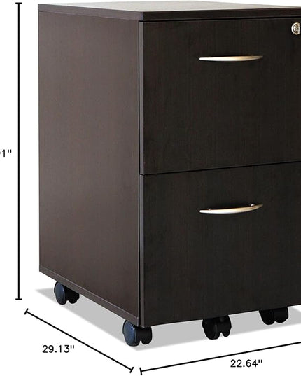 Alera VA582816ES 15.38 in. x 20 in. x 26.63 in. Valencia Series 2-Drawer Mobile Pedestal - Espresso - LeafyLoom