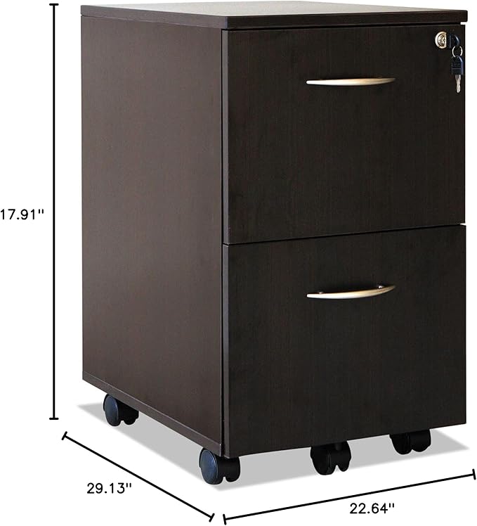 Alera VA582816ES 15.38 in. x 20 in. x 26.63 in. Valencia Series 2-Drawer Mobile Pedestal - Espresso - LeafyLoom