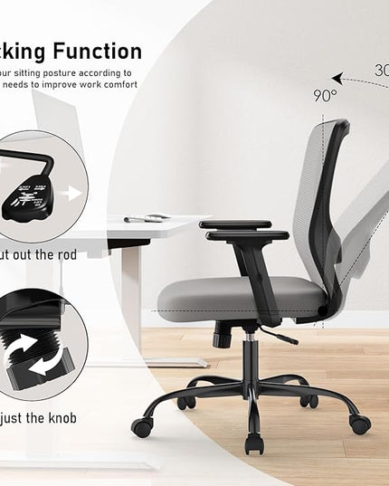 Office Chair, Ergonomic Desk Chair with Adjustable High Back, Breathable Mesh Computer Chair with Adjustable Armrests, Rolling Swivel Comfy Task Chairs, Executive Chair for Home Office - LeafyLoom