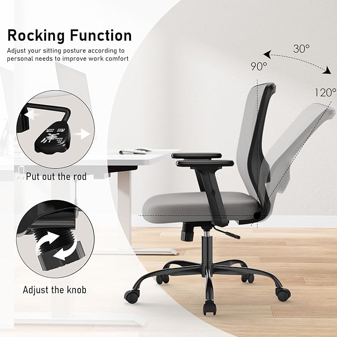 Office Chair, Ergonomic Desk Chair with Adjustable High Back, Breathable Mesh Computer Chair with Adjustable Armrests, Rolling Swivel Comfy Task Chairs, Executive Chair for Home Office - LeafyLoom