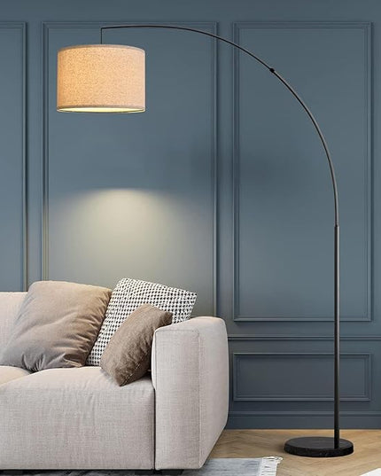 Oneach Modern Arc Floor Lamp for Living Room Arching Hanging Lamp Shade Over The Couch for Reading Bedroom Office Brushed Steel Arch Standing Floor Lamp Black - LeafyLoom