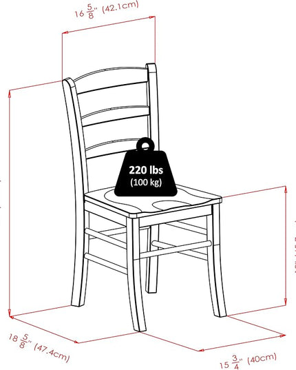 Winsome Wood Ladder Back Chair, Light Oak, 2 Pieces (34232), FURNITURE - LeafyLoom