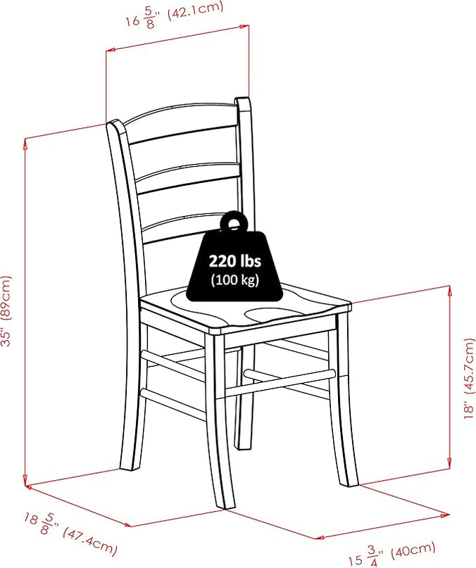 Winsome Wood Ladder Back Chair, Light Oak, 2 Pieces (34232), FURNITURE - LeafyLoom