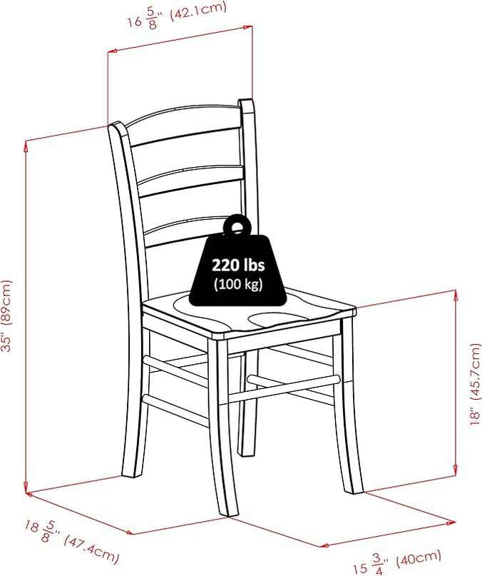 Winsome Wood Ladder Back Chair, Light Oak, 2 Pieces (34232), FURNITURE - LeafyLoom