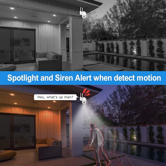 Security Camera Outdoor 2K 4MP, Hosafe WiFi Home Security System Video Surveillance IP Camera, Floodlight Motion Detection, Pan Tilt Auto Tracking, Two Way Audio, Color Night Vision, Waterproof HOSAFE