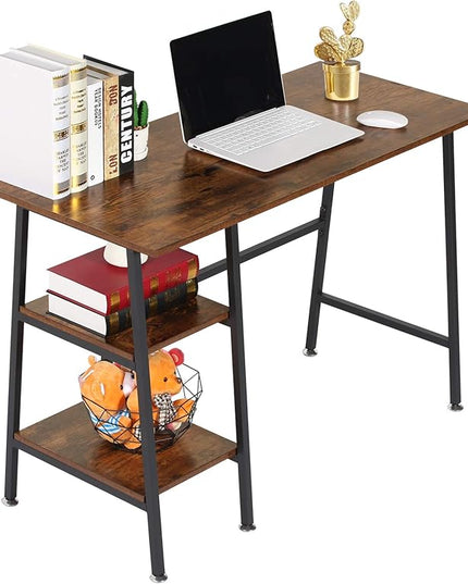 VECELO 43 Inch Computer Home Office, Writing Storage Side Hutch Workstation with Shelf Desk 43", Classic Walnut - LeafyLoom