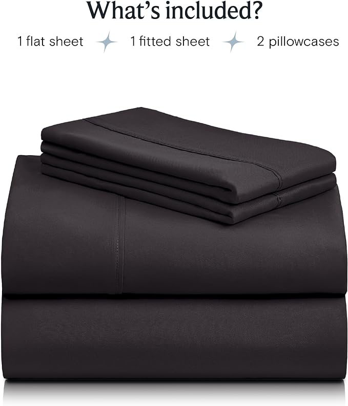 LuxClub 4 PC Sheet Bed Sheets Deep Pockets 18" Eco Friendly Wrinkle Free-Kids-Fitted Sheets Machine Washable Hotel Bedding Silky Soft - Black Twin - LeafyLoom